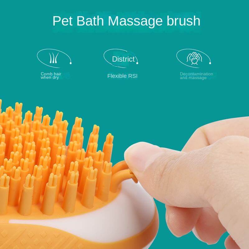 Soft silicone pet bath brush from My Store with massage and grooming features, designed for gentle pet cleaning and care.
