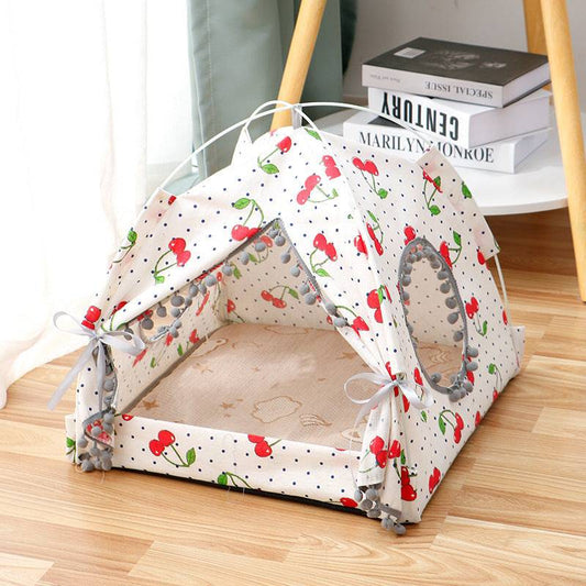 Soft enclosed cat tent bed from My Store, cozy and private pet house for cats with a soft interior and supportive structure.