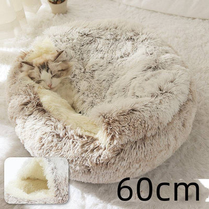 Soft, plush 2-in-1 warm pet bed by My Store, cozy self-warming house for cats and dogs in a comfortable, inviting design.
