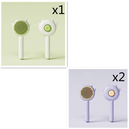 Cat Comb Hair Removal Brush in green and yellow, ideal for pet grooming and coat care.