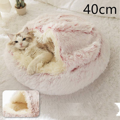 Soft, plush 2-in-1 warm pet bed for cats and dogs, featuring a cozy, self-warming house design by My Store.