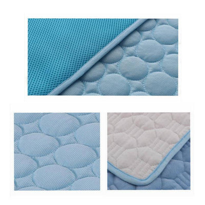 Breathable Pet Ice Silk Cooling Pad for dogs and cats, self-cooling mat with soft, lightweight fabric for comfort.