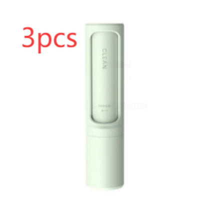 Reusable pet hair remover brush with self-cleaning lint roller, portable pet grooming tool for removing fur from clothes and furniture.