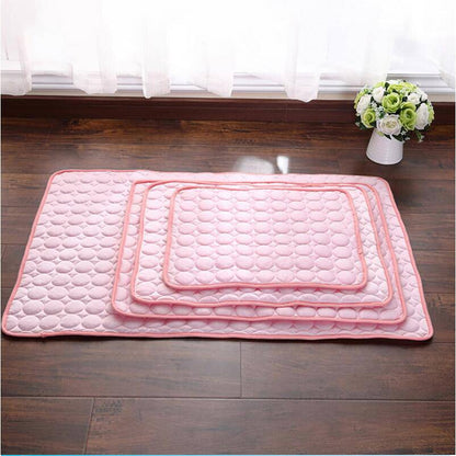 Breathable Pet Ice Silk Cooling Pad for dogs and cats, self-cooling mat with soft, breathable fabric from My Store.