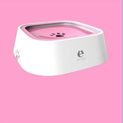 Anti-overflow 1.5L pet water bowl for dogs and cats, durable plastic design with splash-proof features.