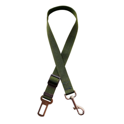 Adjustable dog car seat belt from My Store, showing secure pet travel harness attached inside a vehicle for safe pet transportation.
