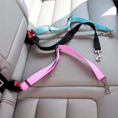 Adjustable dog car seat belt from My Store, ensuring safe and secure pet travel in a vehicle.