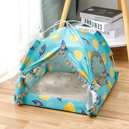 Soft enclosed cat tent bed by My Store, cozy pet house with private, comfortable space for cats to rest and relax.