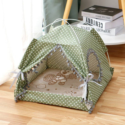 Soft enclosed cat tent bed by My Store, cozy and private pet house for cats with plush interior and breathable fabric.