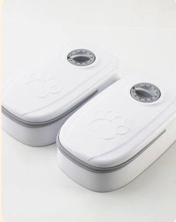 Automatic pet feeder for cats and dogs by My Store, smart dispenser with digital controls and food tray.