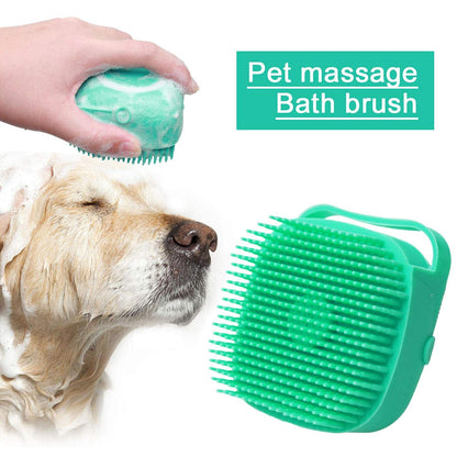 Soft silicone pet shampoo massager brush for bathing, ideal for gentle pet grooming and cleaning.