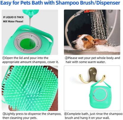 Soft silicone pet shampoo brush for bathing, gentle massager and scrubber designed for easy pet grooming.