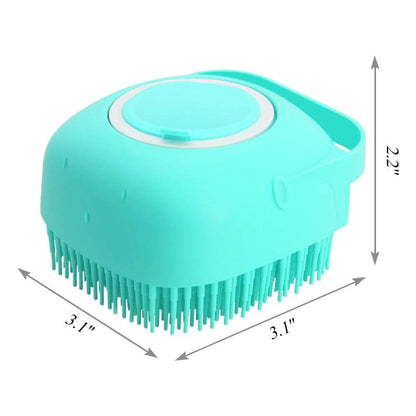 Soft silicone pet shampoo massager brush for bathing, designed to gently clean and scrub pets during bath time.
