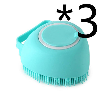 Silicone dog bath massage brush with shampoo dispenser from My Store, designed for gentle pet grooming and bathing.