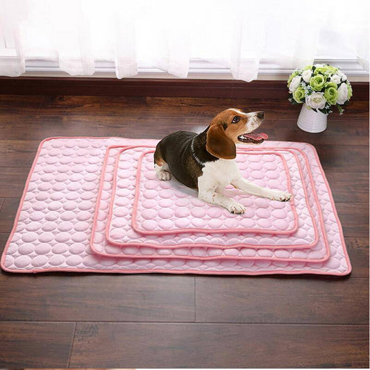 Pet Ice Silk Cooling Pad for dogs and cats, breathable self-cooling mat with soft, smooth surface for pet comfort.