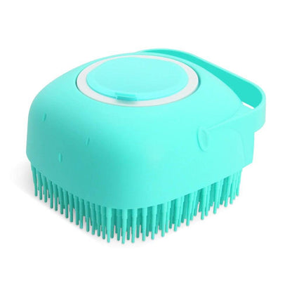 Soft silicone pet shampoo massager brush for bathing, designed for gentle grooming and effective cleaning of pets.