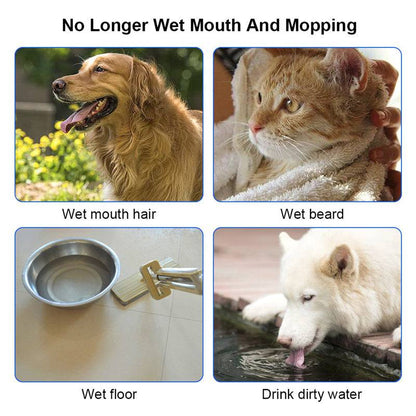 Pet water bowl for dogs and cats, 1.5L anti-overflow design, features a durable plastic construction with a wide, easy-to-clean base.