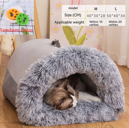Soft, cozy portable pet nest bed for dogs and cats, ideal for warmth and comfort.