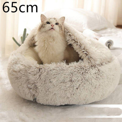 Soft, plush 2-in-1 warm pet bed for cats and dogs, featuring a cozy self-warming house design by My Store.