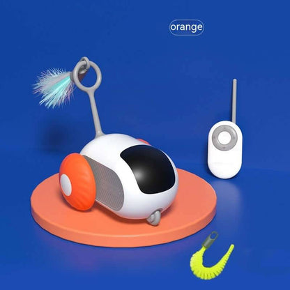 Interactive Cat Car Toy featuring a remote and colorful attachments for engaging indoor play.