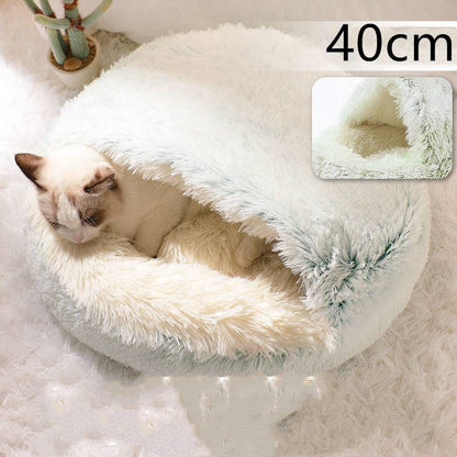 Soft, plush 2-in-1 warm pet bed by My Store, cozy self-warming house suitable for cats and dogs.