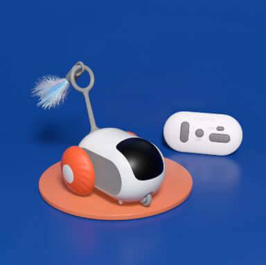 Interactive Cat Car Toy featuring a remote control and colorful design for cat entertainment.