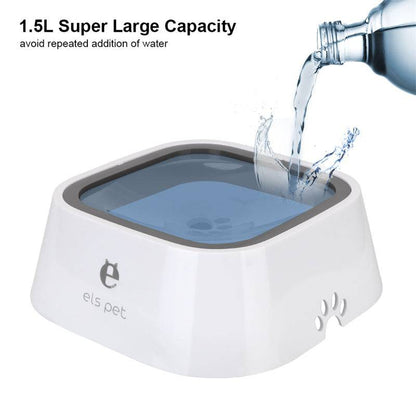 Anti-overflow pet water bowl for dogs and cats, 1.5L capacity, with a spill-proof design, from My Store.