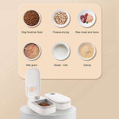 Automatic pet feeder for cats and dogs, smart dispenser from My Store with digital controls and food storage in a sleek design.