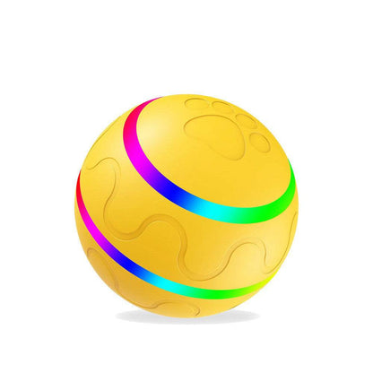 Self-rotating cat ball toy for cats, interactive USB rechargeable pet toy with flashing lights and moving features.