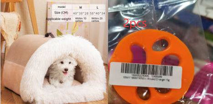 Soft, cozy portable pet nest bed for dogs and cats, with plush interior and warm design for ultimate comfort.