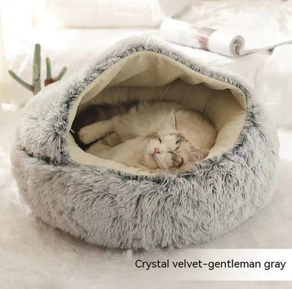 Soft, plush 2-in-1 pet bed by My Store, cozy self-warming house for cats and dogs, ideal for comfortable rest.