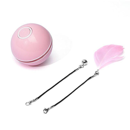Interactive LED laser cat toy ball, electronic rolling toy designed to entertain cats with colorful lights and movement.