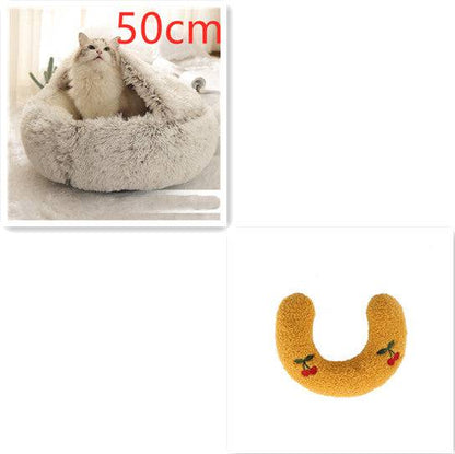 Soft, plush 2-in-1 pet bed by My Store featuring a cozy, self-warming house for cats and dogs to rest comfortably.