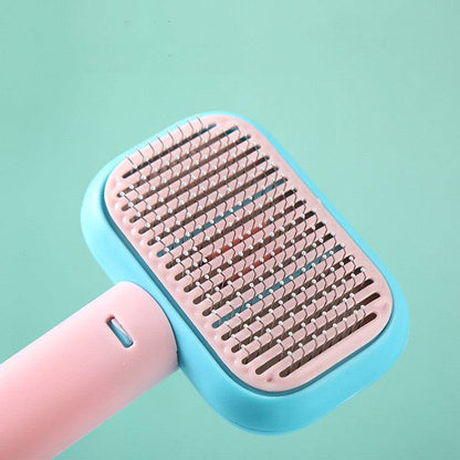 Stainless steel pet grooming comb by My Store, professional deshedding tool for dogs and cats, with fine and wide teeth.