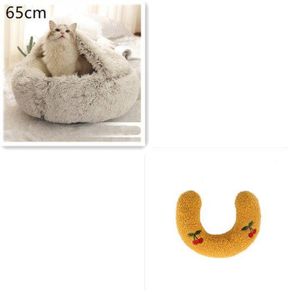 Soft, plush 2-in-1 pet bed by My Store, cozy self-warming house ideal for cats and dogs. Warm, comfortable pet sleeping space.