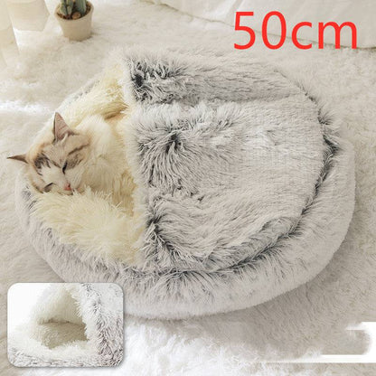Soft plush 2-in-1 warm pet bed by My Store, cozy self-warming house for cats and dogs.
