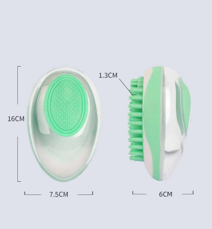 Soft silicone pet bath brush and grooming tool from My Store, featuring massage and cleaning surfaces for effective pet grooming.