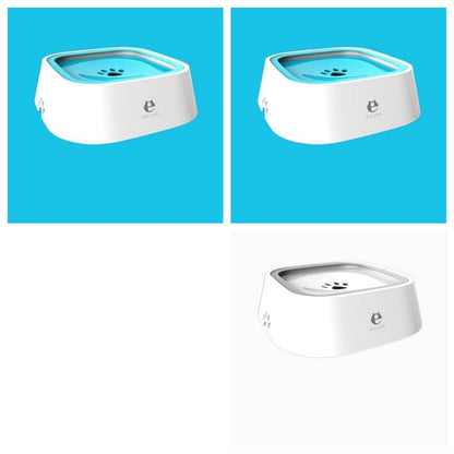Anti-overflow pet water bowl for dogs and cats, 1.5L capacity, with a wide bowl and spill-proof design.