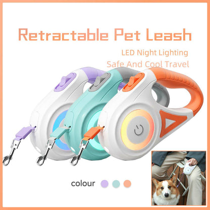 Retractable dog leash from My Store with built-in light for safe night walks, featuring a secure grip and durable design.