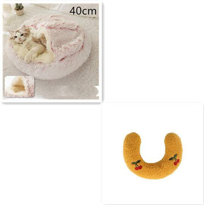 Soft, plush 2-in-1 pet bed by My Store featuring a cozy, self-warming house for cats and dogs to rest comfortably.