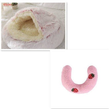 Soft, plush 2-in-1 warm pet bed by My Store for cats and dogs, featuring a cozy self-warming house design.