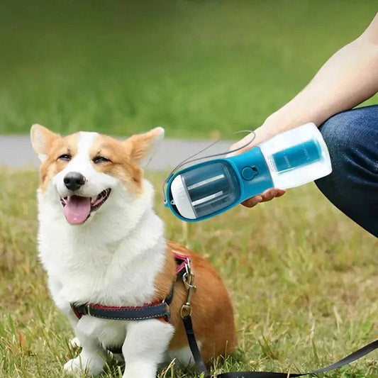 Portable 3-in-1 dog water cup by My Store with a built-in water bottle and bowl for travel and outdoor pet hydration.