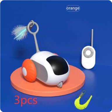 Interactive Cat Car Toy with remote control and accessories on a colorful display.