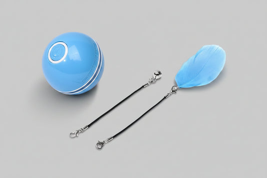 Interactive LED laser cat toy ball by My Store, an electronic rolling toy designed to entertain cats with flashing lights and movement.