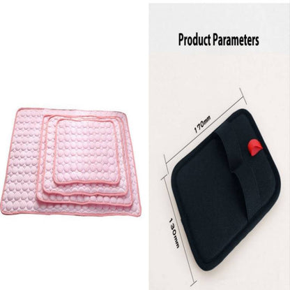 Pet ice silk cooling pad for dogs and cats, breathable self-cooling mat with soft, smooth surface for comfort and temperature regulation.