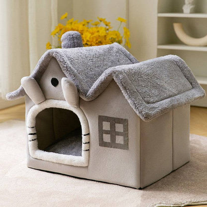 Foldable pet dog and cat house bed by My Store, cozy enclosed cave with soft interior for comfort and privacy.