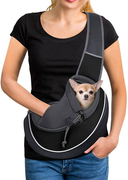 Portable pet carrying bag for small dogs and cats, soft mesh sides and shoulder strap, by My Store.