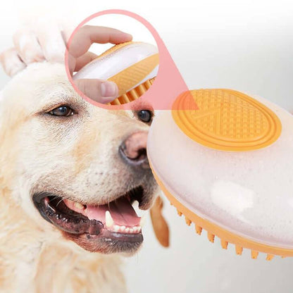 Soft silicone pet bath brush from My Store, featuring massage and grooming bristles for gentle pet cleaning and care.