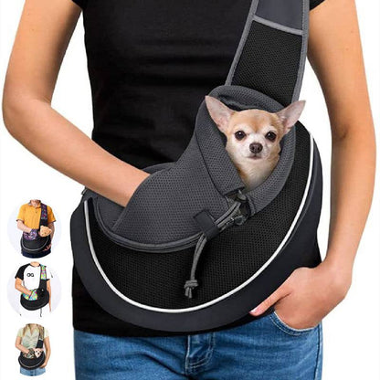 Portable pet carrying bag for small dogs and cats, My Store brand, with breathable mesh sides and comfortable shoulder strap.