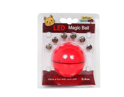 Interactive LED laser cat toy ball with rolling motion, electronic pet toy for cats to chase and play.